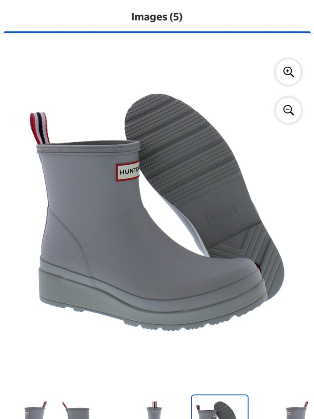 Hunter Short Rain Boot in Light Gray with Tricolor Pull-Tab